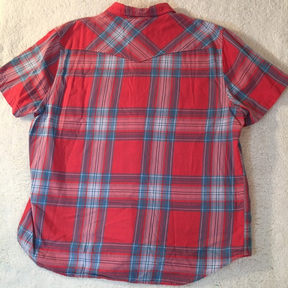 Lucky Brand Mens‎ XXL Short Sleeve Plaid Shirt Blue Flannel Feel EXCELLENT NEW - Picture 2 of 6